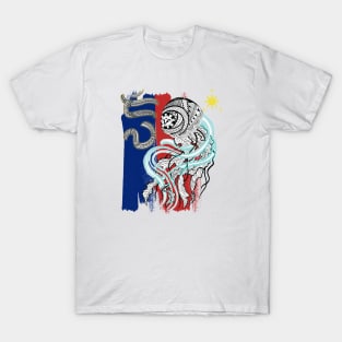 Philippine Flag-Tribal line Art Jellyfish / Baybayin word Diwa (Consciousness) T-Shirt